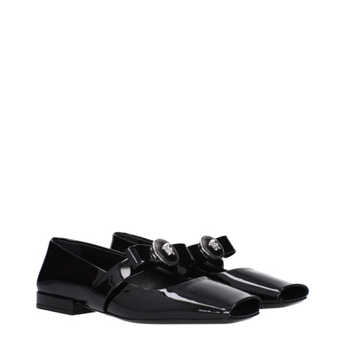 Versace Ballet Flats Black Patent Leather Women’s Shoes